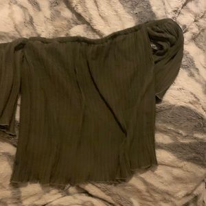 Green off the shoulder shirt